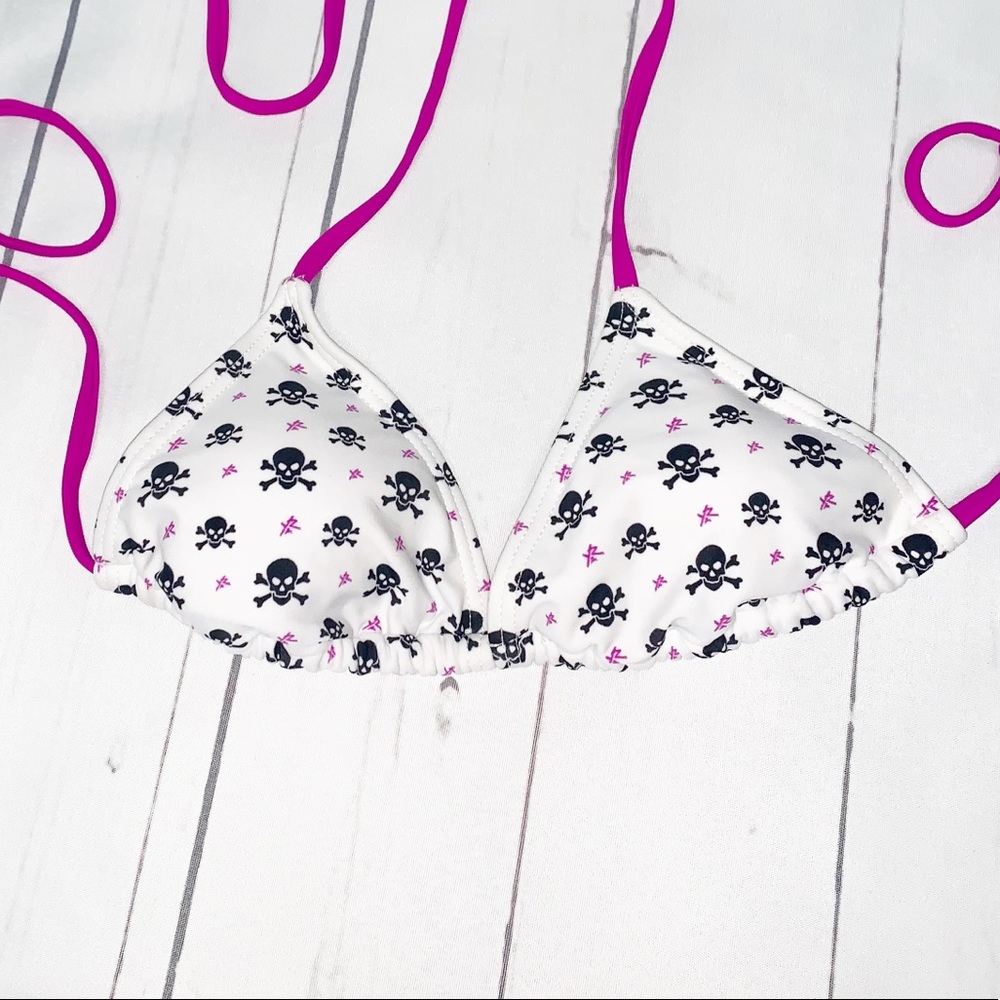 2 Bikini Tops | Lot | Sz S |Green White Black Pink